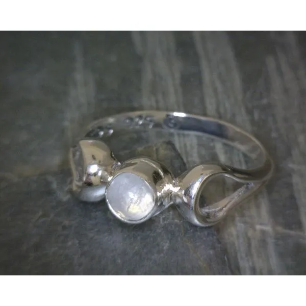 SS Cab Round Moonstone Ring Vulcan's Forge LLC Kansas City, MO