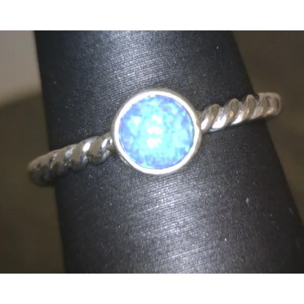 Sterling Blue Opal with Band Ring Size 8 Vulcan's Forge LLC KANSAS CITY, MO