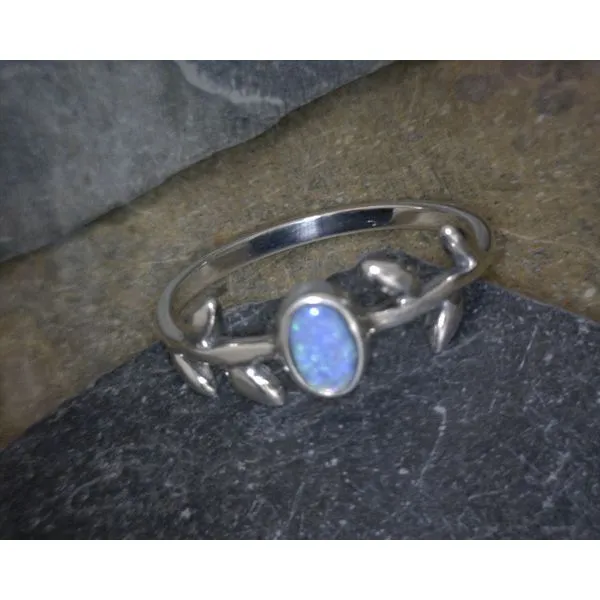 Sterling Blue Opal W/Leaf Ring Vulcan's Forge LLC KANSAS CITY, MO