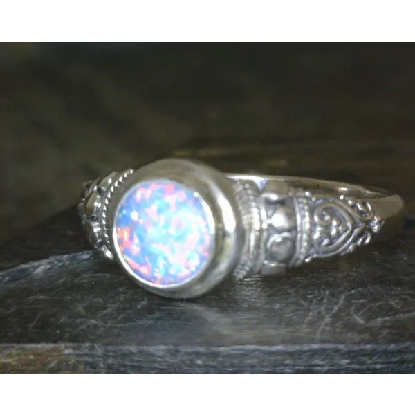 SS Bezel Set Cr Blue Opal Ring Vulcan's Forge LLC Kansas City, MO