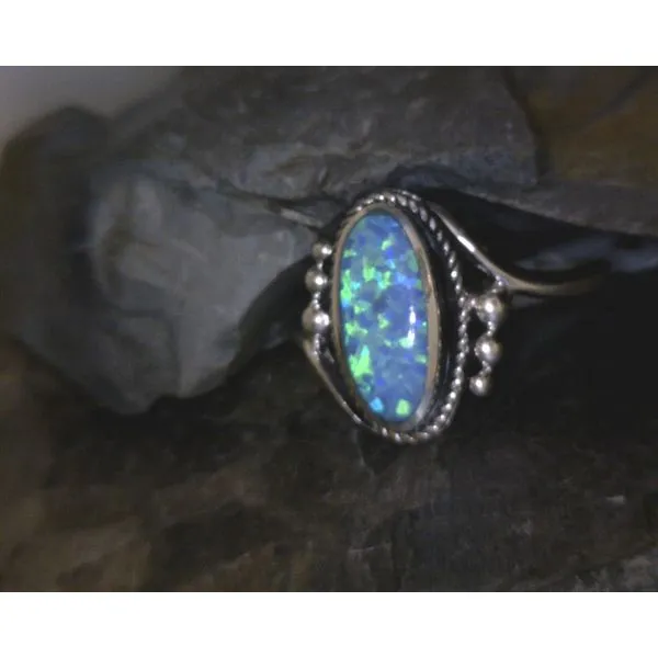 Sterling Silver Oval Opal Rope Detail Ring Vulcan's Forge LLC Kansas City, MO