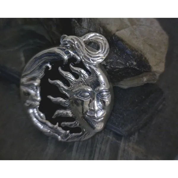 SS Sun & Moon W/ Black Enamel Background Pendant Vulcan's Forge LLC KANSAS CITY, MO