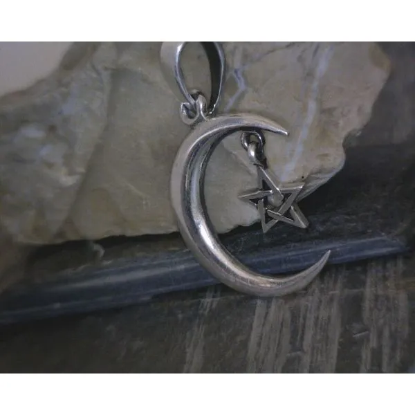 SS Moon W/ Star Dangle Detail Pendant Vulcan's Forge LLC KANSAS CITY, MO