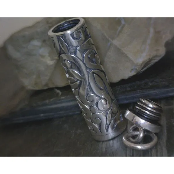 SS Twist Top  Cylinder Canister W/ Swirl Engraved Details Image 2 Vulcan's Forge LLC KANSAS CITY, MO