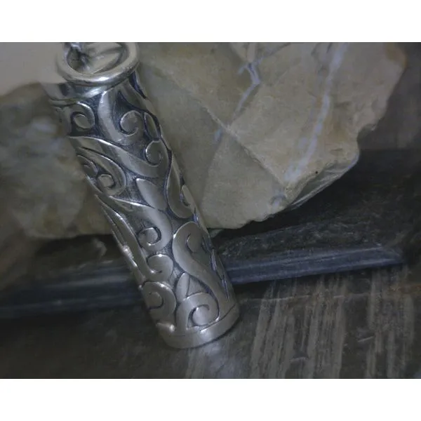 SS Twist Top  Cylinder Canister W/ Swirl Engraved Details Vulcan's Forge LLC KANSAS CITY, MO
