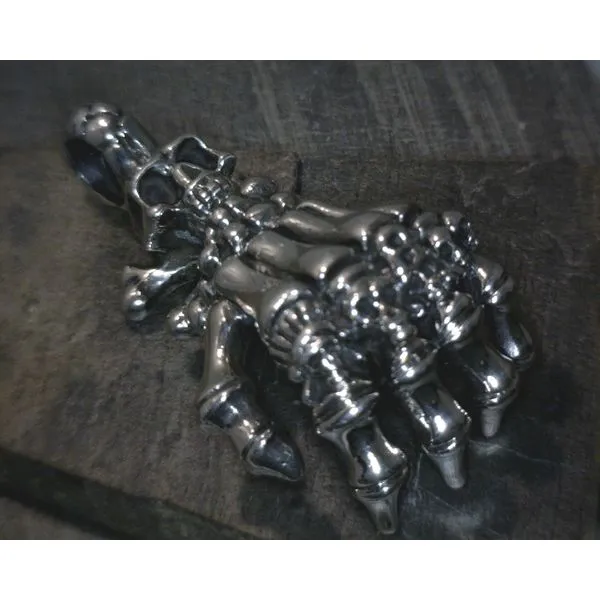 SS Skeleton Hand W Skull & Cross Bones Pendant Vulcan's Forge LLC KANSAS CITY, MO