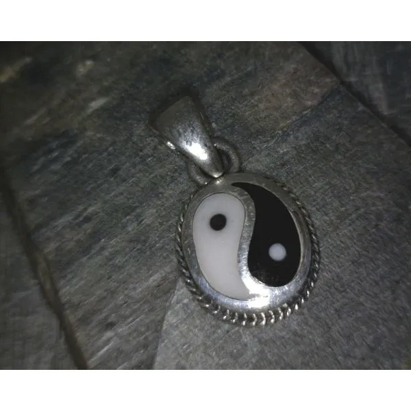 SS Small Yin Yang Epoxy & Rope Edge Pendant Vulcan's Forge LLC KANSAS CITY, MO