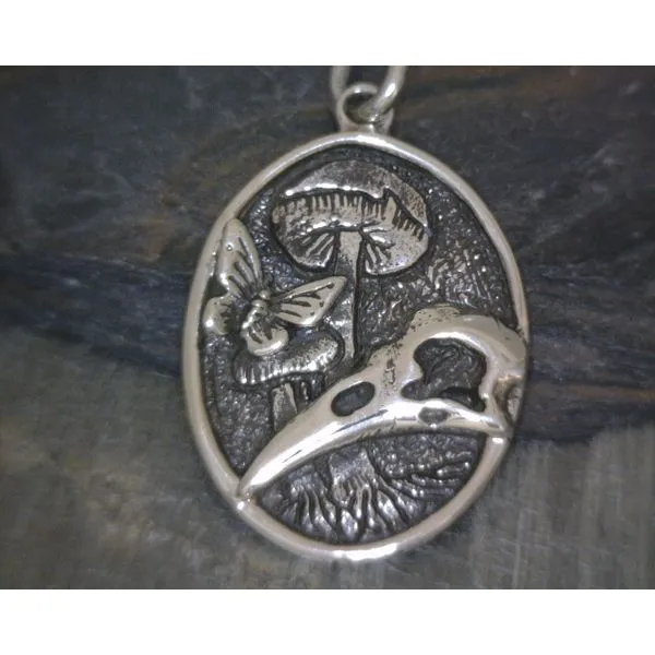 SS Raven Skull, Butterfly, and Mushroom Pendant Vulcan's Forge LLC KANSAS CITY, MO
