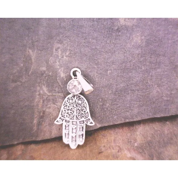 Sterling Hamsa Hand with Moonstone Vulcan's Forge LLC KANSAS CITY, MO