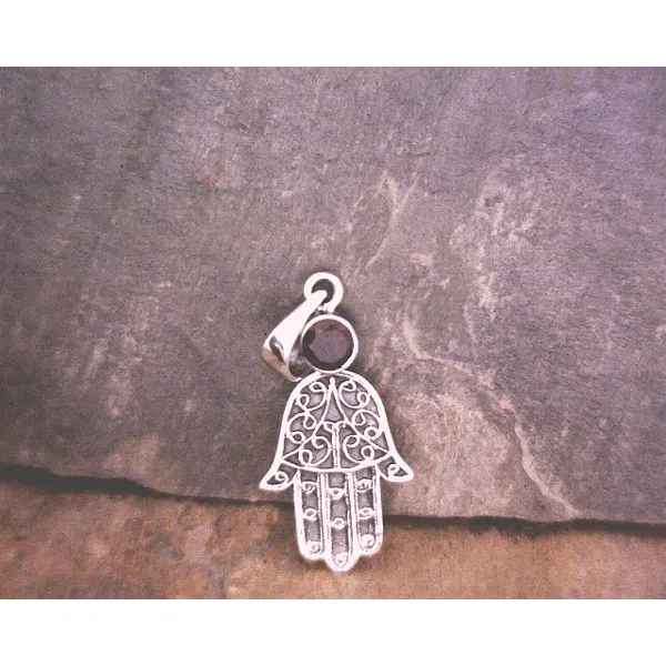 Sterling Hamsa Hand with Garnet Vulcan's Forge LLC KANSAS CITY, MO