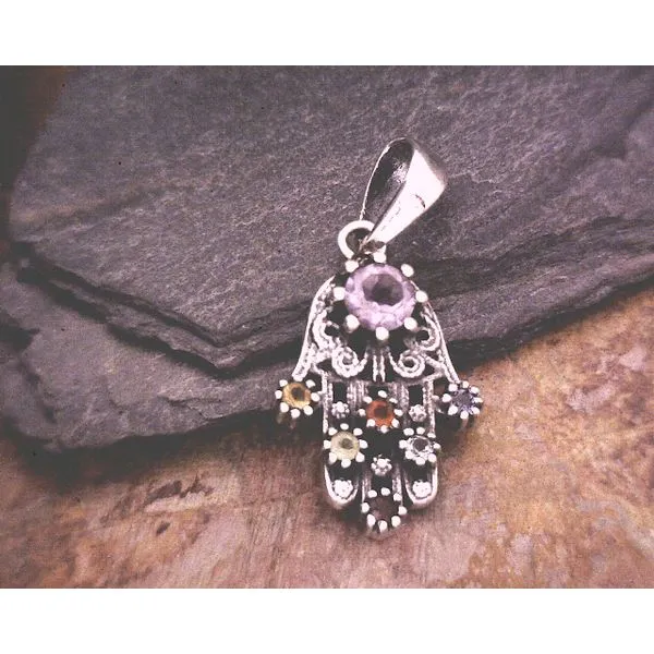 Sterling Hamsa Hand with Chakra Stones Vulcan's Forge LLC KANSAS CITY, MO