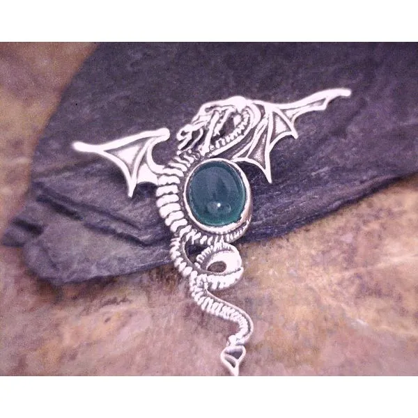 Sterling Dragon Pendant With Green Onyx Vulcan's Forge LLC KANSAS CITY, MO