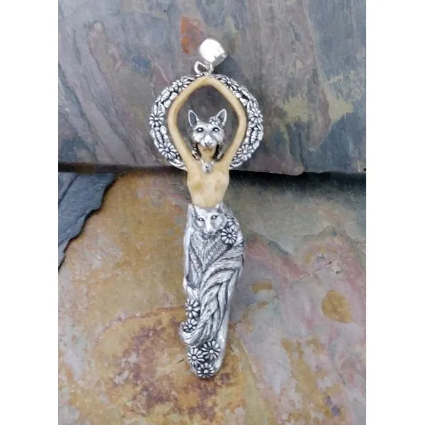 Sterling Carved Bone Fox Goddess (Large) Vulcan's Forge LLC KANSAS CITY, MO