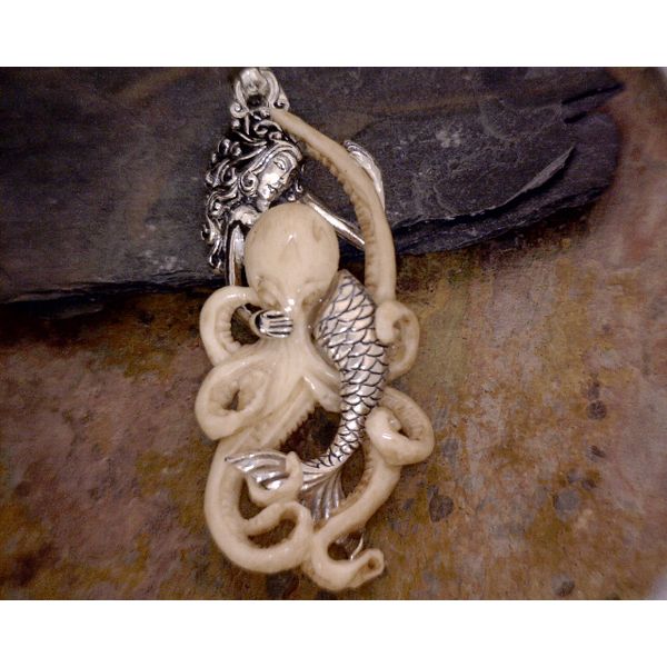 Sterling Mermaid Over Bone Octopus Vulcan's Forge LLC Kansas City, MO