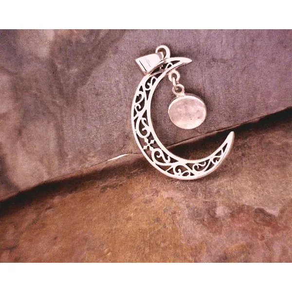 SS Crescent Moon with Filigree and Moon Stone Vulcan's Forge LLC KANSAS CITY, MO