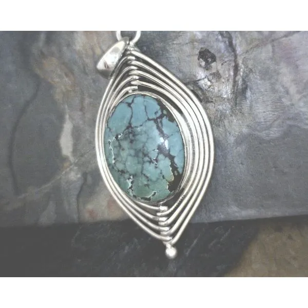 Marquis Turquoise in Sterling Ornate Wrap Setting Vulcan's Forge LLC KANSAS CITY, MO