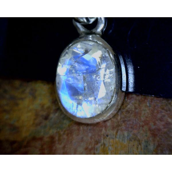 Sterling Oval Faceted Moonstone Pendant Vulcan's Forge LLC Kansas City, MO