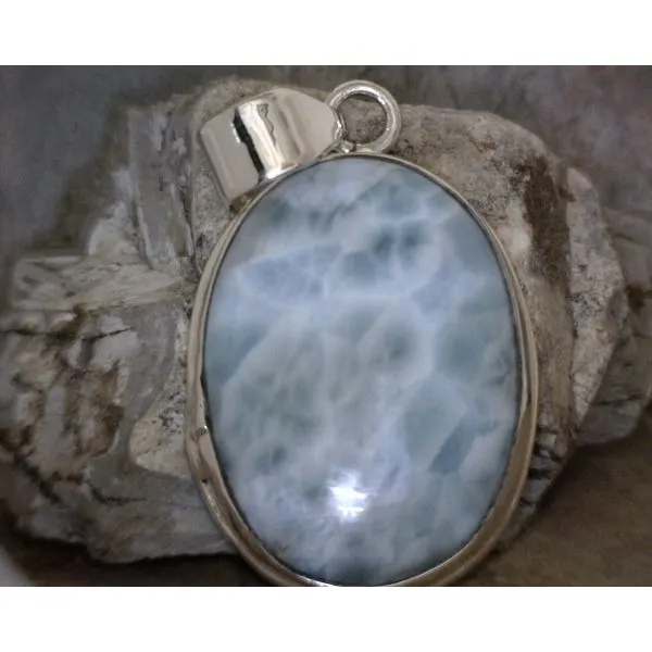 Sterling  Oval Larimar Pendant Vulcan's Forge LLC Kansas City, MO