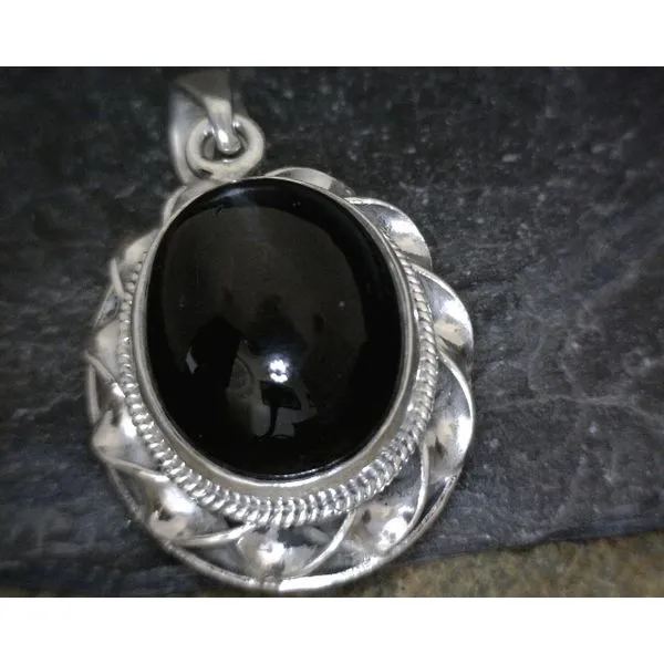 Sterling Silver Large Oval Black Star Diopside Pendant Vulcan's Forge LLC Kansas City, MO