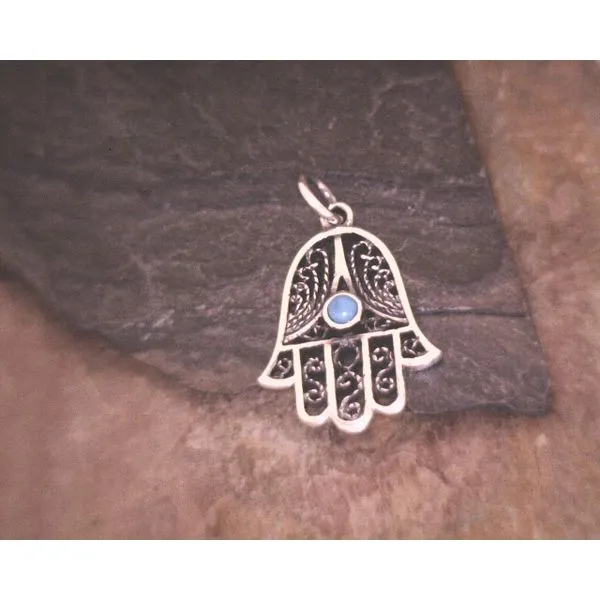 Silver Small Hamsa W/ Turquoise Vulcan's Forge LLC Kansas City, MO