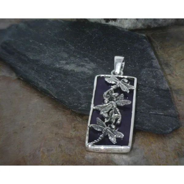 Sterling Dragonfly and Flowers with Enhanced Abalone Pendant Vulcan's Forge LLC Kansas City, MO