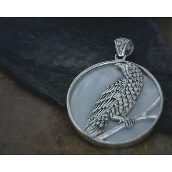 Sterling Raven with Mother of Pearl Pendant Vulcan's Forge LLC Kansas City, MO