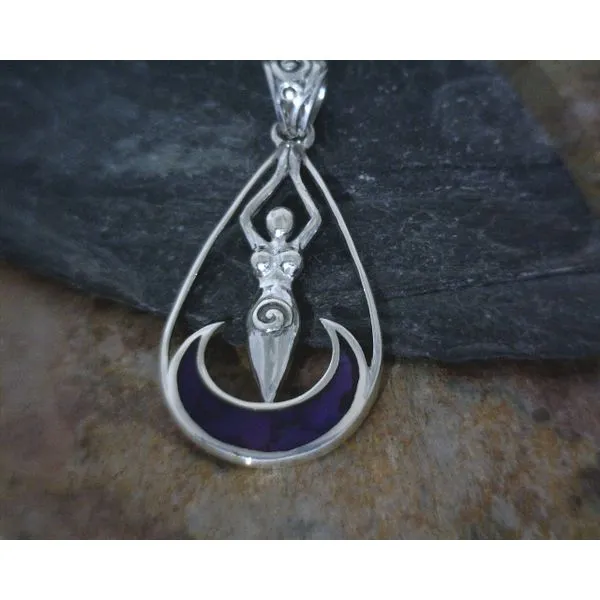 Sterling Moon Goddess with Enhanced Abalone Pendant Vulcan's Forge LLC Kansas City, MO