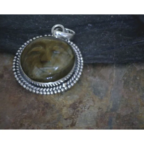 Sterling Tigers eye Moon Face Pendant Vulcan's Forge LLC Kansas City, MO
