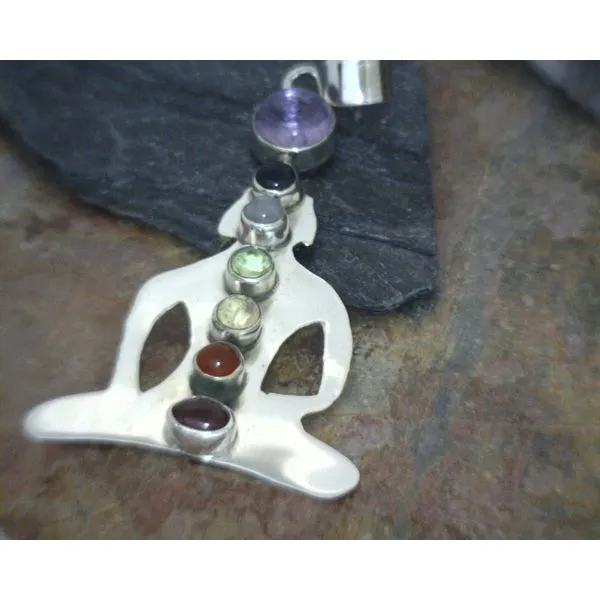 Sterling Meditation Silhouette with Chakra Stones Vulcan's Forge LLC Kansas City, MO