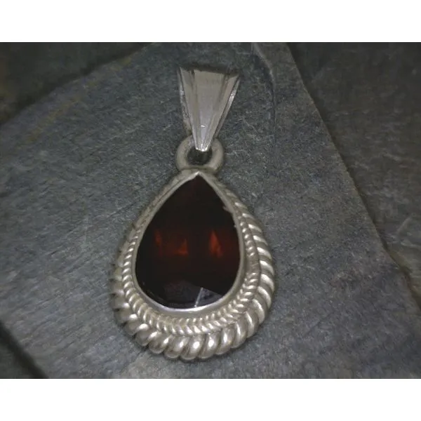 Pear Shape Garnet Pendant with Rope Edge Vulcan's Forge LLC Kansas City, MO