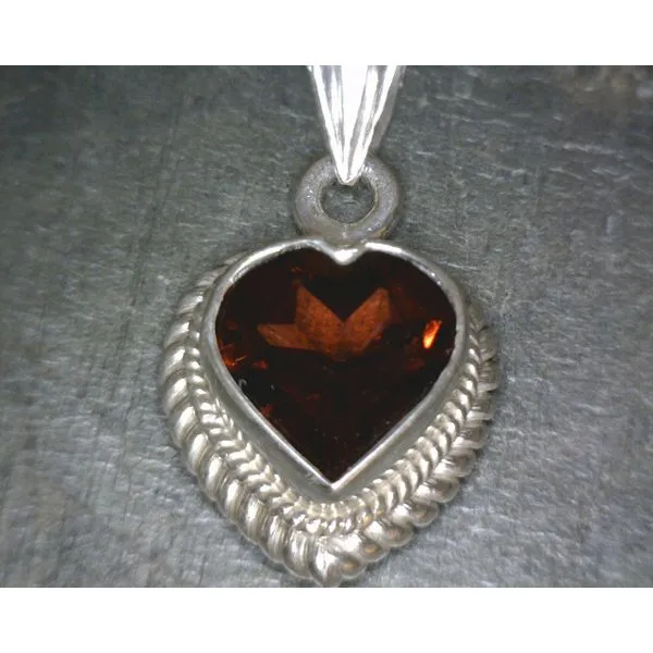 Heart Garnet Pendant With Rope Edge Vulcan's Forge LLC Kansas City, MO