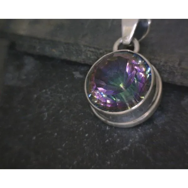 Round Mystic Topaz in bezel Set Mounting Vulcan's Forge LLC Kansas City, MO