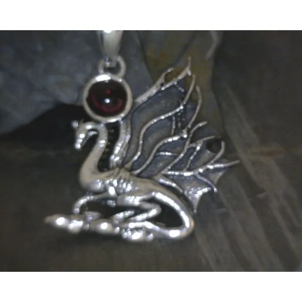 Dragon Pendant with Cabochon Cut Garnet Vulcan's Forge LLC Kansas City, MO