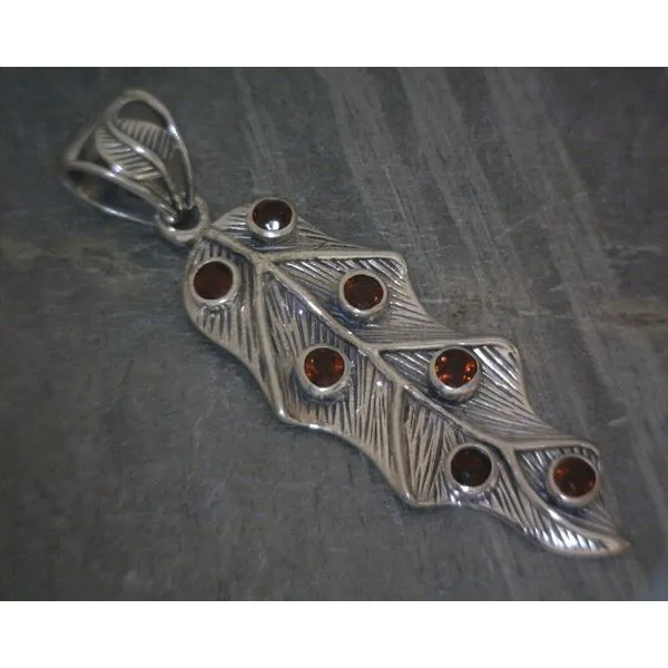 SS Feather With Garnet Pendent Vulcan's Forge LLC Kansas City, MO