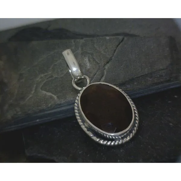 Bezel Set Oval Garnet Pendant with Rope Edge Vulcan's Forge LLC KANSAS CITY, MO