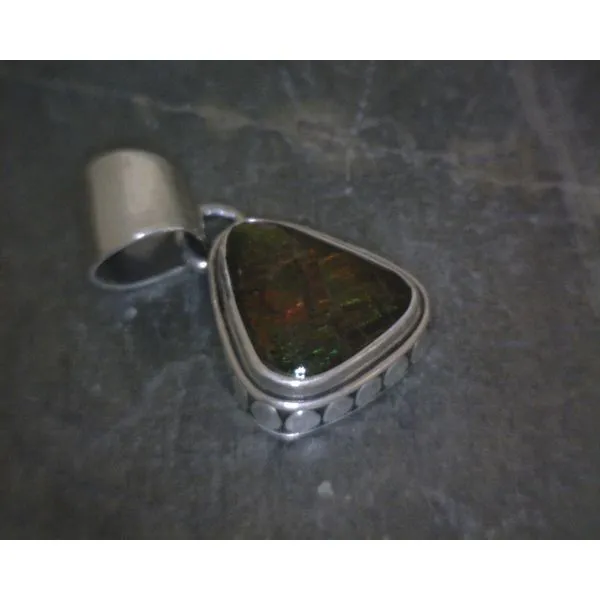SS Triangular Ammolite Pendant Vulcan's Forge LLC KANSAS CITY, MO