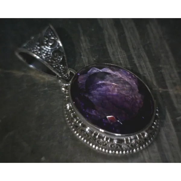 SS Bz Oval Amethyst Pendant With Scrollwork Vulcan's Forge LLC Kansas City, MO