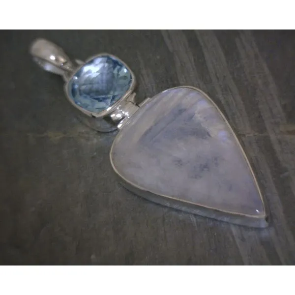 SS Bz Cab Faceted Topaz & Cab Moonstone Pendant Vulcan's Forge LLC Kansas City, MO