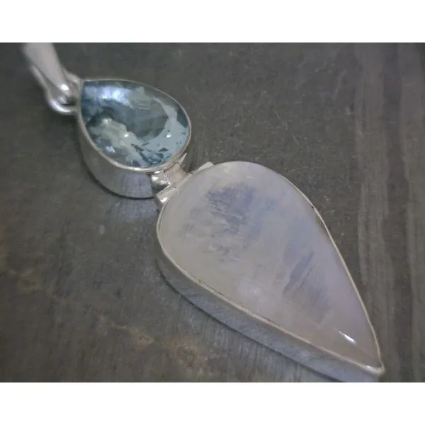 SS Bz Faceted Topaz & Cab Moonstone Pendant Vulcan's Forge LLC KANSAS CITY, MO