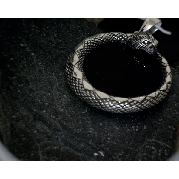 Sterling Ouroboros Snake with Onyx Pendant Vulcan's Forge LLC KANSAS CITY, MO