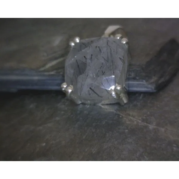 SS Square Faceted Rutilated Quartz Pendant Vulcan's Forge LLC KANSAS CITY, MO
