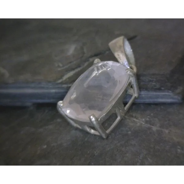 SS Rectangle Faceted Rose Quartz Pendant Vulcan's Forge LLC KANSAS CITY, MO
