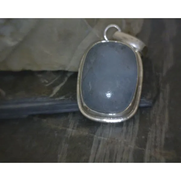 SS Beget Cabochon Blue Chalcedony Pendant Vulcan's Forge LLC KANSAS CITY, MO