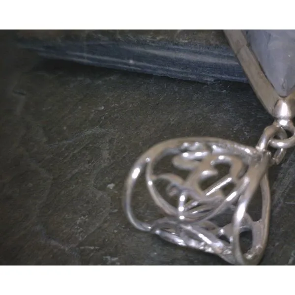 SS Teardrop Moonstone W/Script Bail Pendant Image 2 Vulcan's Forge LLC KANSAS CITY, MO