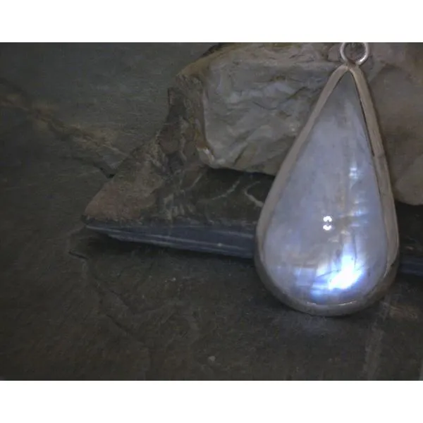 SS Teardrop Moonstone W/Script Bail Pendant Vulcan's Forge LLC KANSAS CITY, MO