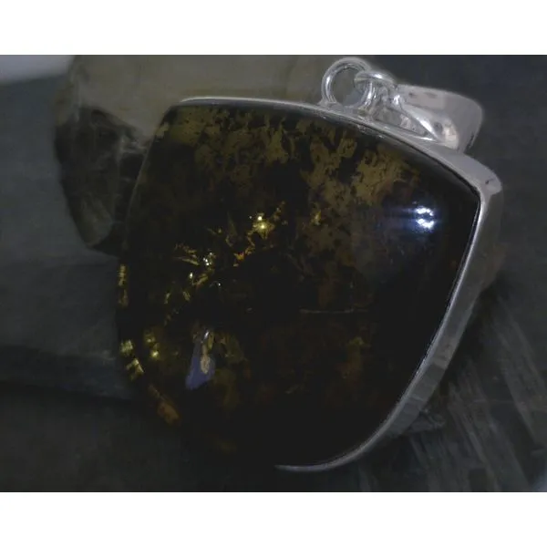 SS BZ Large Freeform Amber Pendant Vulcan's Forge LLC KANSAS CITY, MO