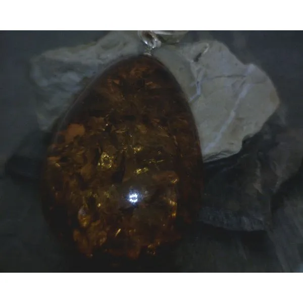 SS Large Round Teardrop Amber Pendant Vulcan's Forge LLC KANSAS CITY, MO
