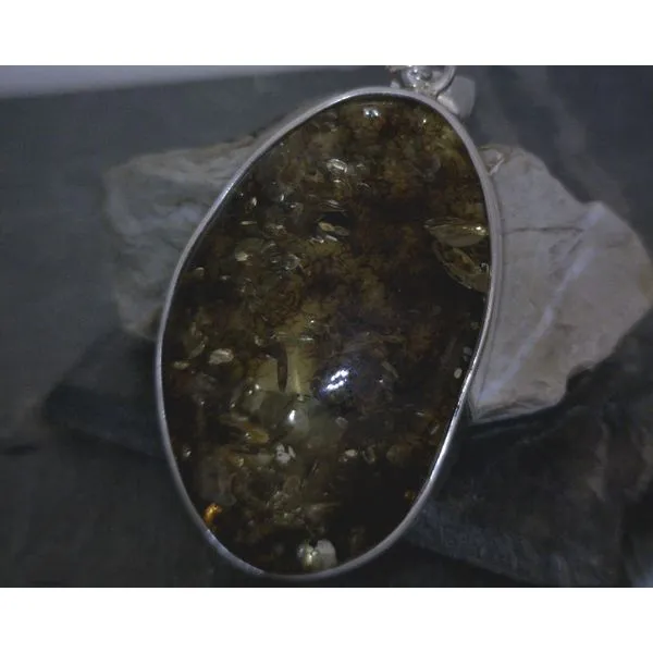 SS BZ  Freeform Amber Pendant Vulcan's Forge LLC KANSAS CITY, MO