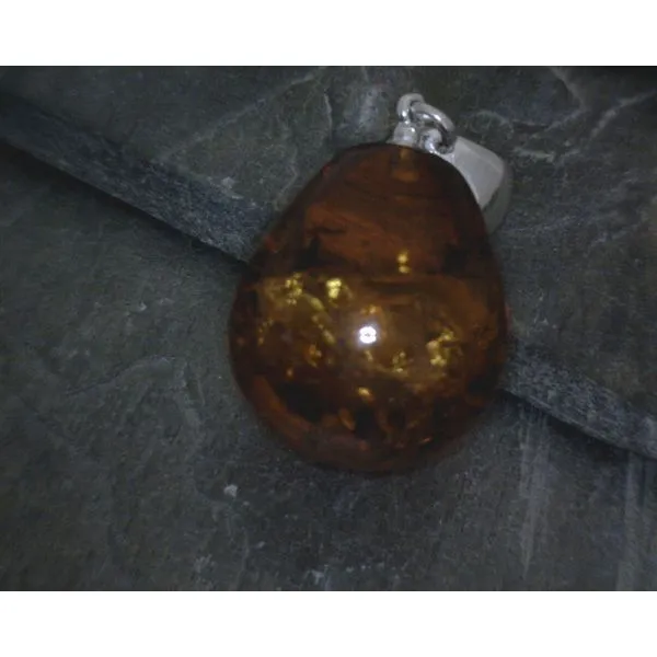 SS Small Round Teardrop Amber Pendant Vulcan's Forge LLC KANSAS CITY, MO