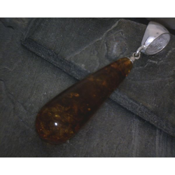 SS Oblong Drop Amber Pendant Vulcan's Forge LLC Kansas City, MO